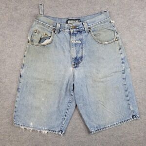 Boss Shorts Mens 32 Light Wash Denim Cargo Relaxed Fit Distressed 12 Inseam